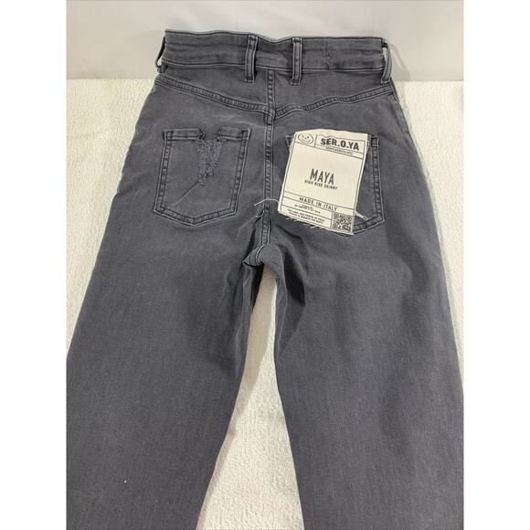 Ser.O.Ya Maya High Rise Skinny Jeans Black Size 25 Raw Hem Stretchy - Picture 3 of 7